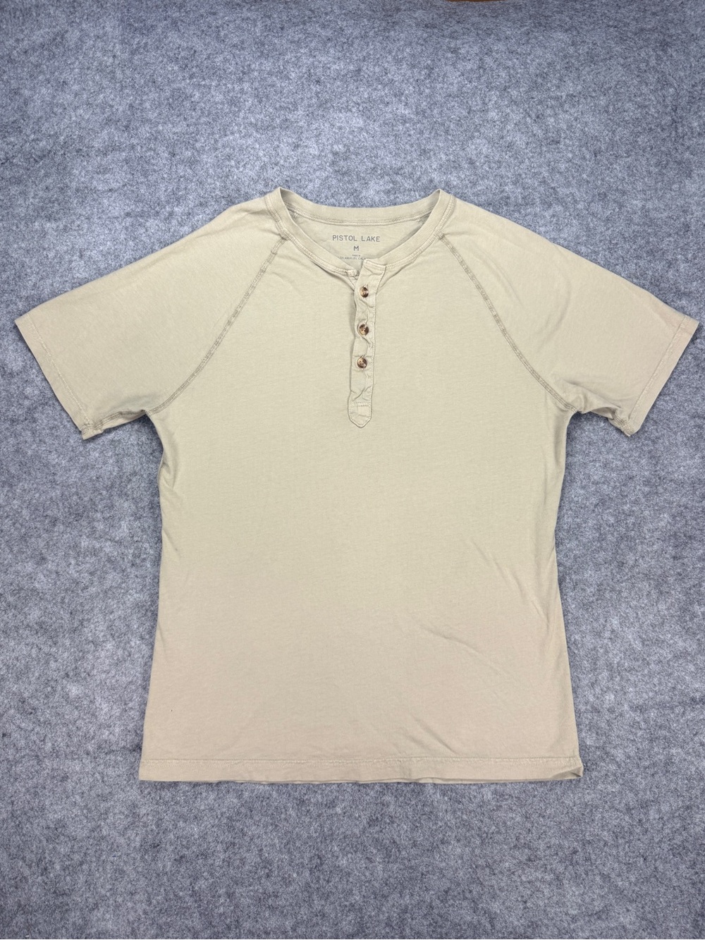 Pistol Lake Mens Short sleeve Sage Green Henley Medium